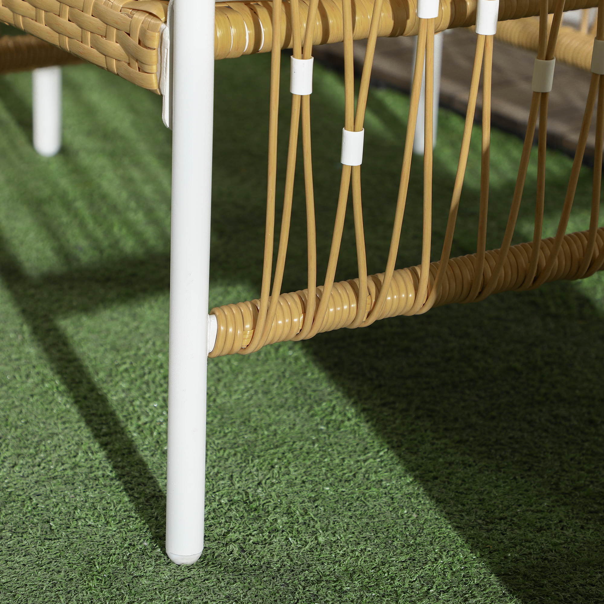 3-teiliges Bistro-Set Gartenmöbel-Set Gartensitzgruppe, PE-Rattan, 72 cm x 66 cm x 64 cm, Gelb+Creme