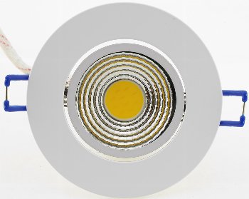 LED-Einbauleuchte "COB-5", 5W, 420lm, ALU, 3000K, 95°, Ø85xT47mm, Rahmen weiß