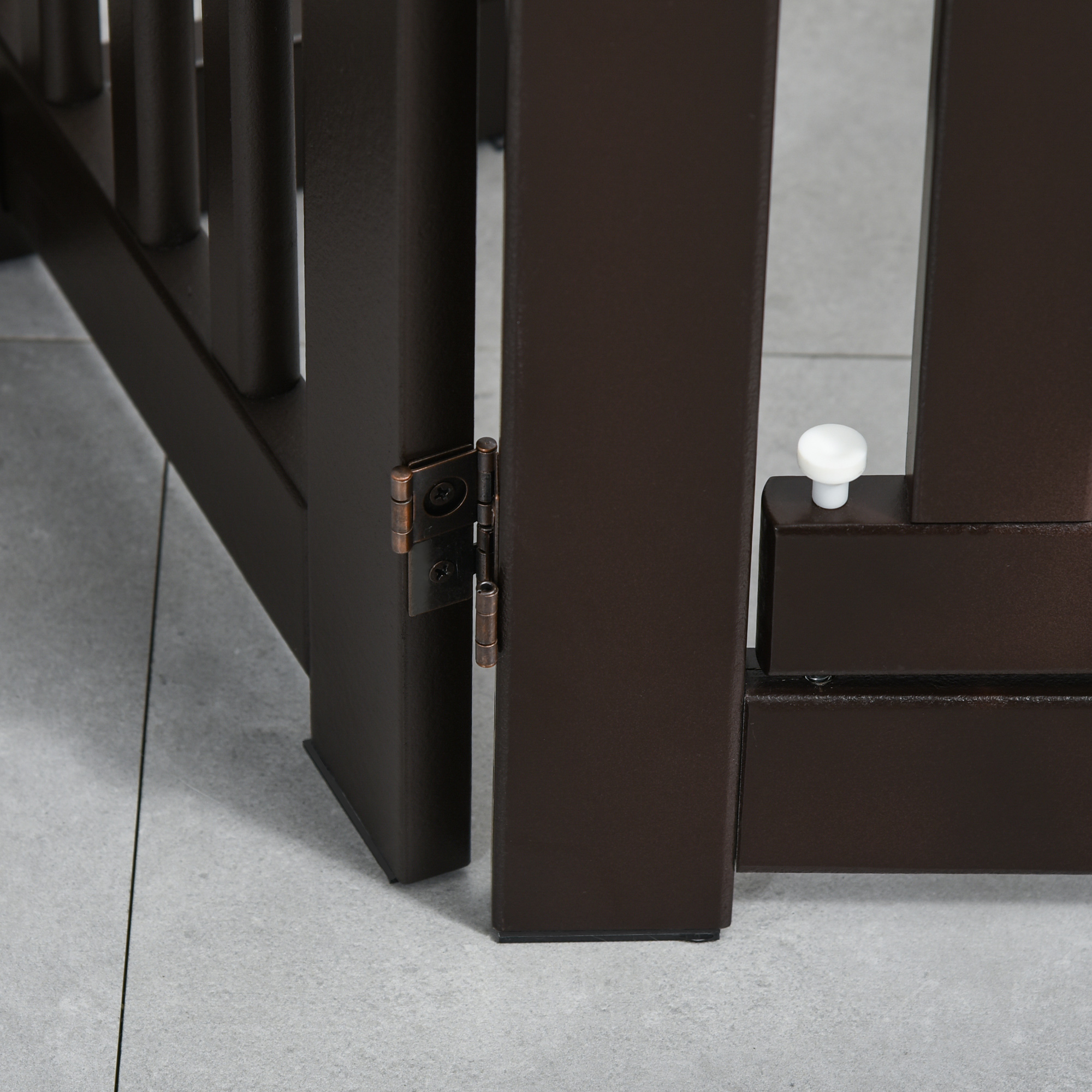 Absperrgitter Hund Freistehendes Verstellbares Schutzgitter mit Füßen 155 x 76 cm Holz Hundegitter Klappbar Treppenschutzgitter für Treppen, Türen, Küche, Flur, 3 Paneelen, Dunkelbraun