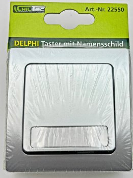 DELPHI Taster mit Namensschild, 0-250V~/ 10A, inkl. Rahmen, UP, silber