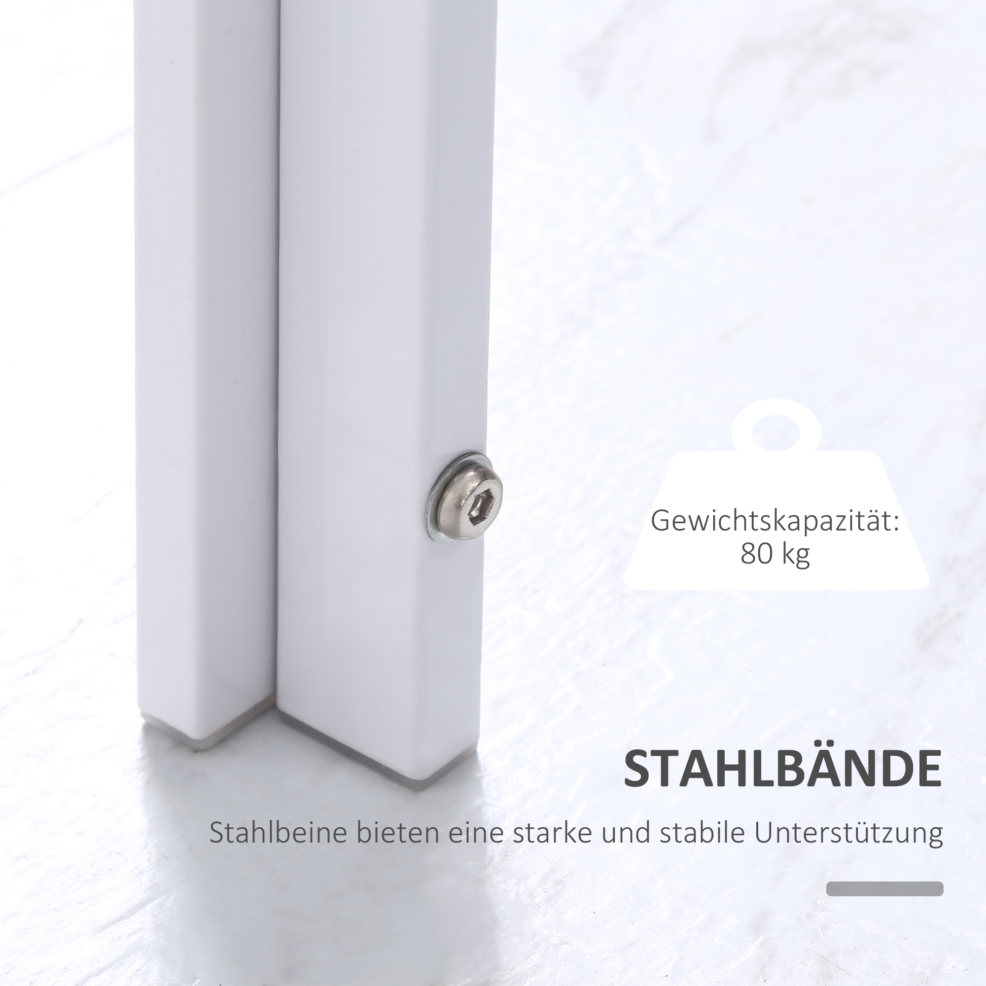 Esstisch Küchentisch großer Tisch, modernes Design, 120 cm x 60 cm x 75 cm, Weiß