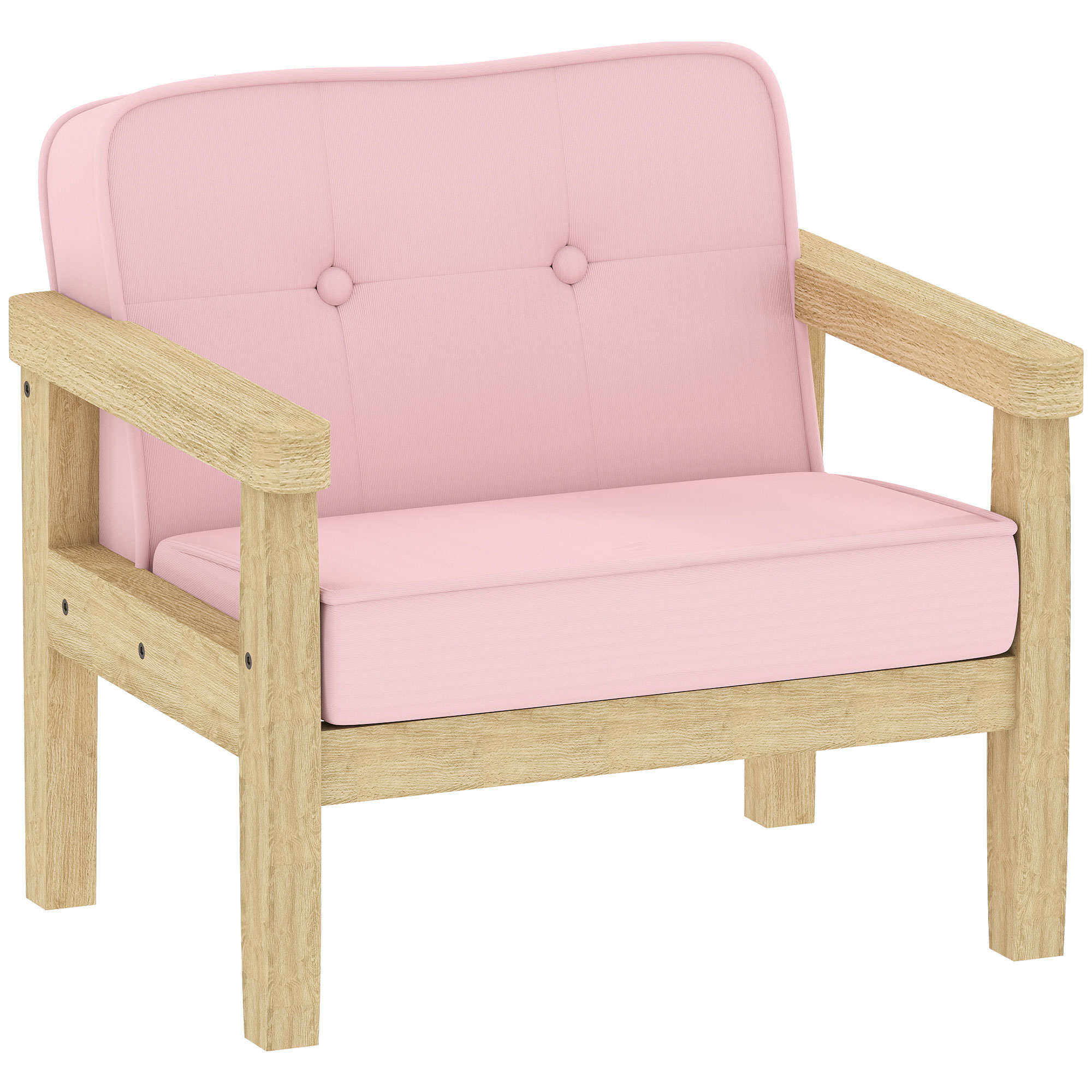 Kindersessel, Kindersofa mit Holzrahmen, Cordoptik, gepolsterter Kinderstuhl für Kinder von 3-8 Jahren, für Kinderzimmer, Spielzimmer, Rosa