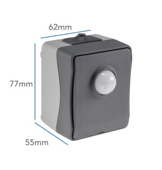 NUQUI Feuchtraum PIR Bewegungsmelder, 120°, bis 6m,  250V~, 2-500W, IP54