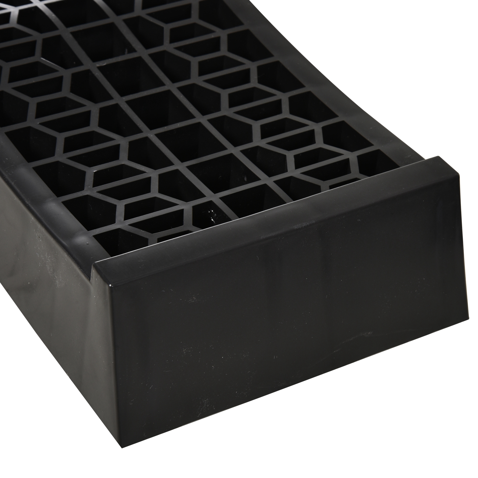 2-teiliges Auffahrrampen-Set, Schwellenrampe, Bordsteinrampe, Gummirampen, 3 Tonnen Tragkraft, Kunststoff, Schwarz