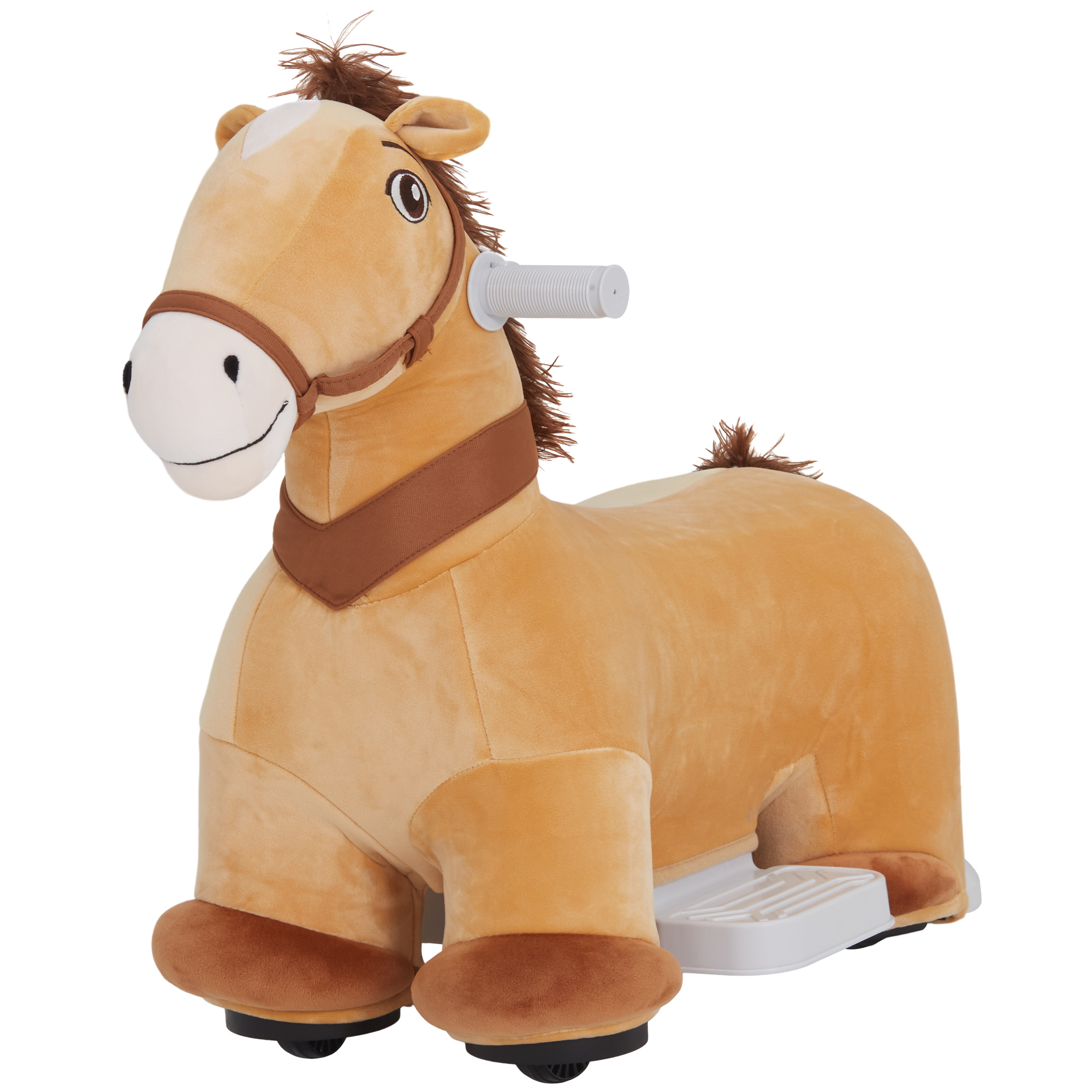 6V Elektrisches Reitpferd für Kinder, Batteriebetrieb, Mit Musikfunktion und Vorwärtsbewegung, 18-36 Monate, Braun