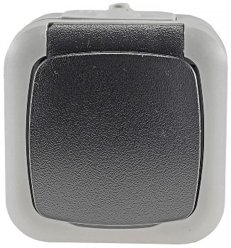 Feuchtraum Steckdose, IP44, 250V~/ 16A, inkl. AP-Rahmen, grau