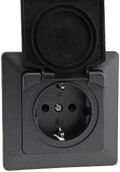 MILOS Schutzkontakt-Steckdose IP44, 250V~/ 16A, inkl. Rahmen, UP, Anthrazit