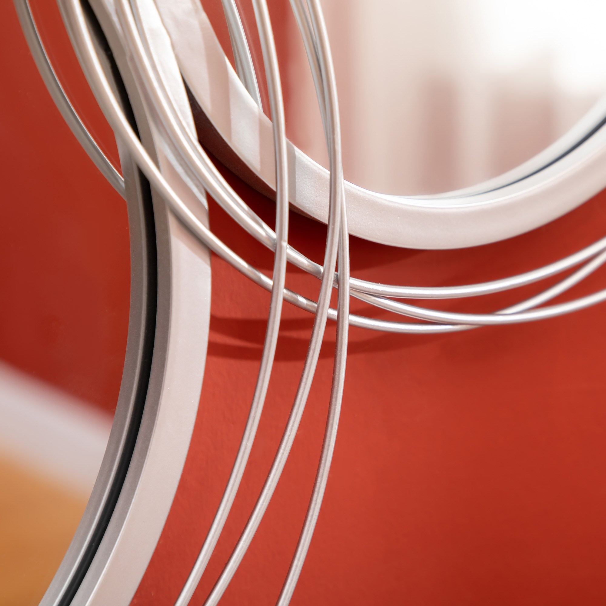 Spiegel-Set für Wanddekoration, Wandschmuck mit 4 runden Spiegeln, Wandspiegel, Flurspiegel,107 x 4 x 56 cm