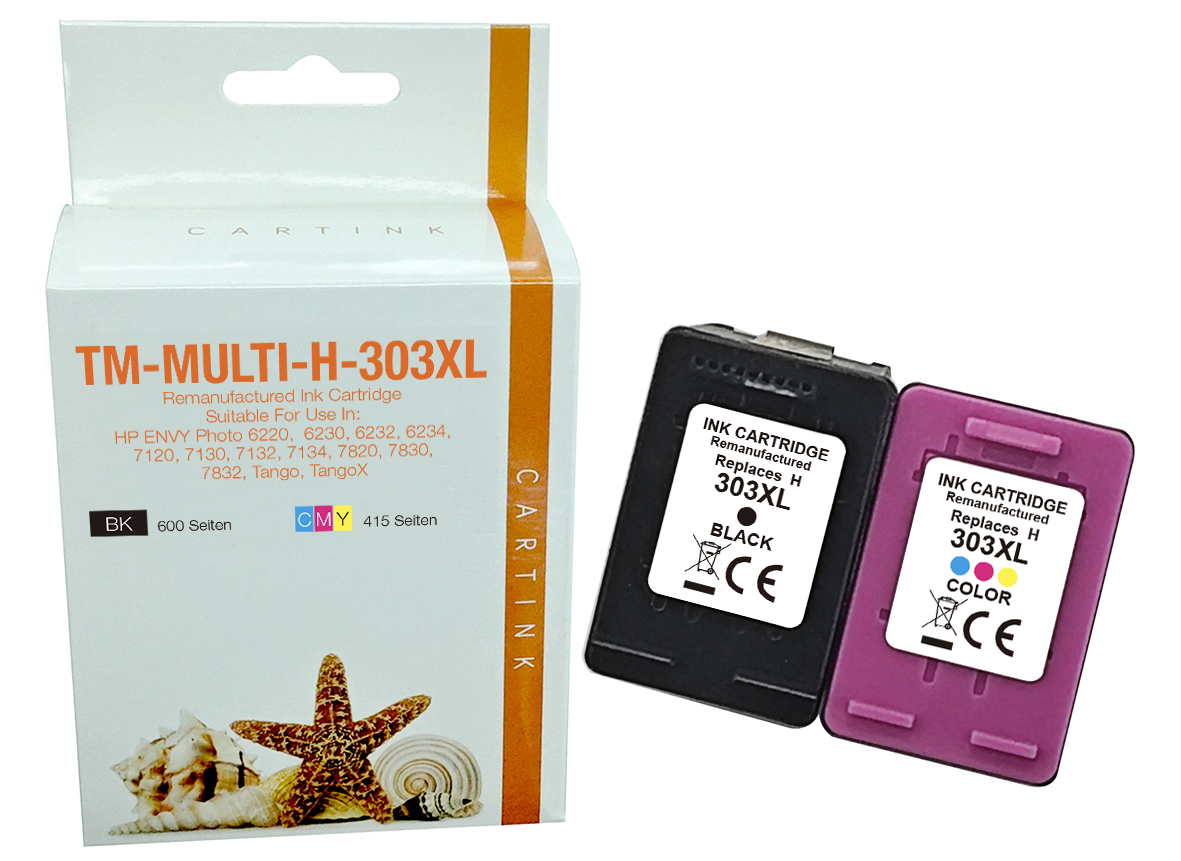 Multipack 303XL alternativ Tinte für HP / 3YN10AE / BK600 Seiten / CMY415 Seiten Multipack 303XL alternativ Tinte für HP / 3YN10AE / BK600 Seiten / CMY415 Seiten