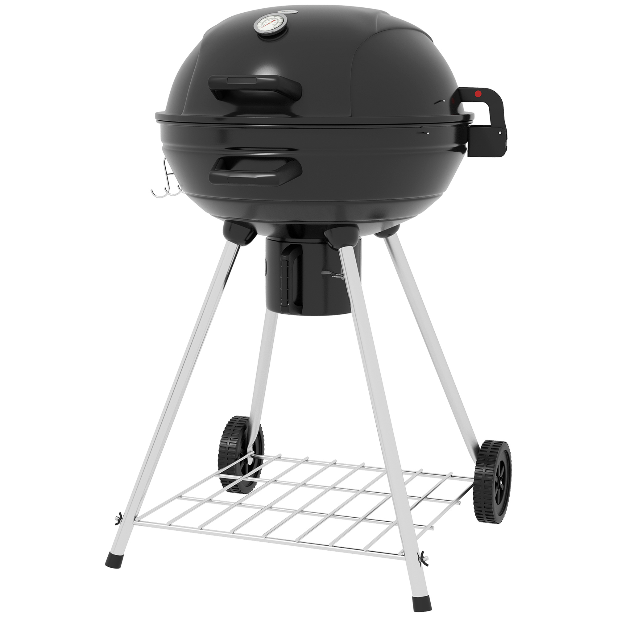 Kugelgrill, Ø54 cm Grillrost, Warmhalterost, Ablage, Aschefach, Thermometer, 55 x 65 x 89 cm, Schwarz Kugelgrill, Ø54 cm Grillrost, Warmhalterost, Ablage, Aschefach, Thermometer, 55 x 65 x 89 cm, Schwarz