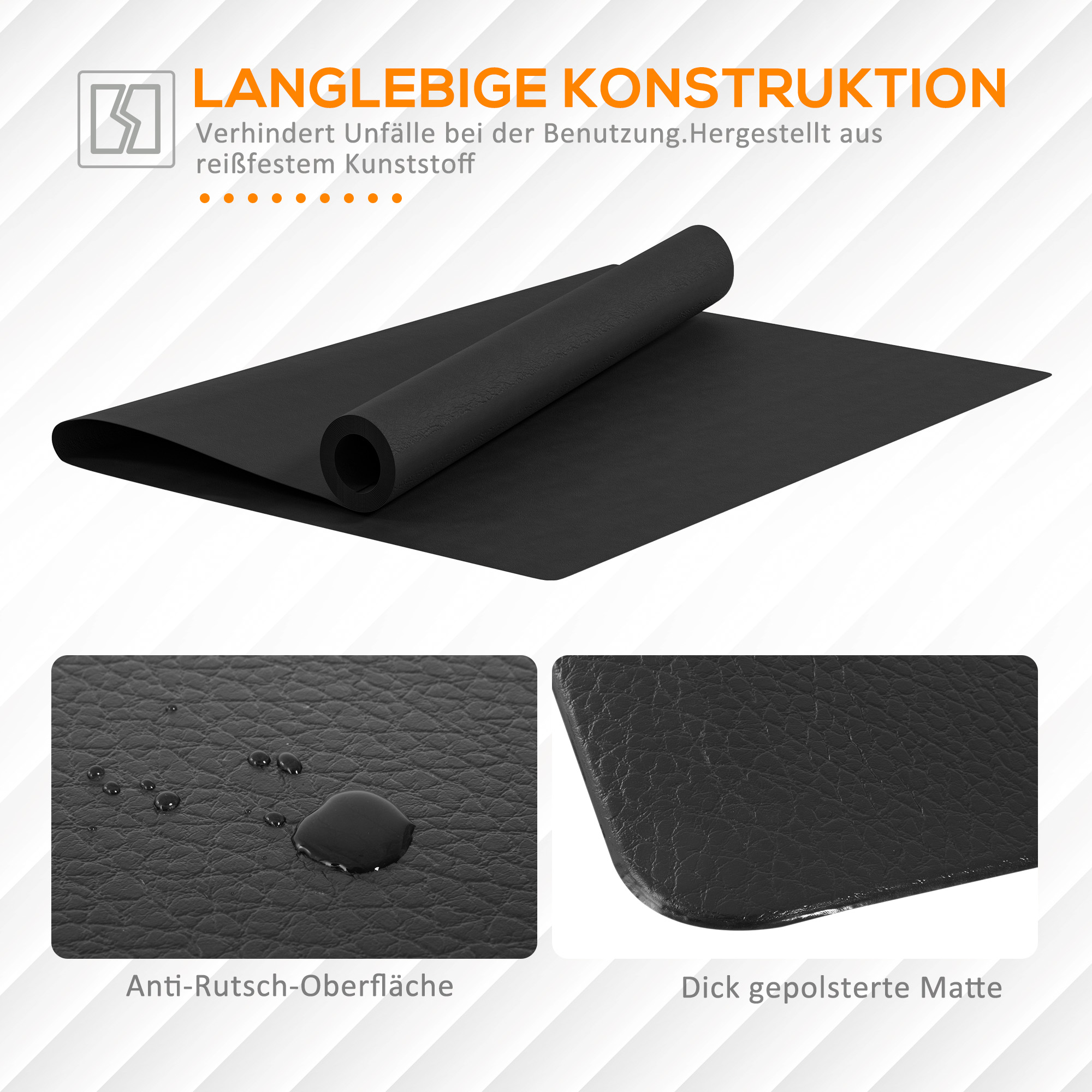 Bodenschutzmatte für Fitnessgeräte rutschfest Fitnessmatte 4 mm Dicke Unterlegmatte 200x100 cm Schwarz