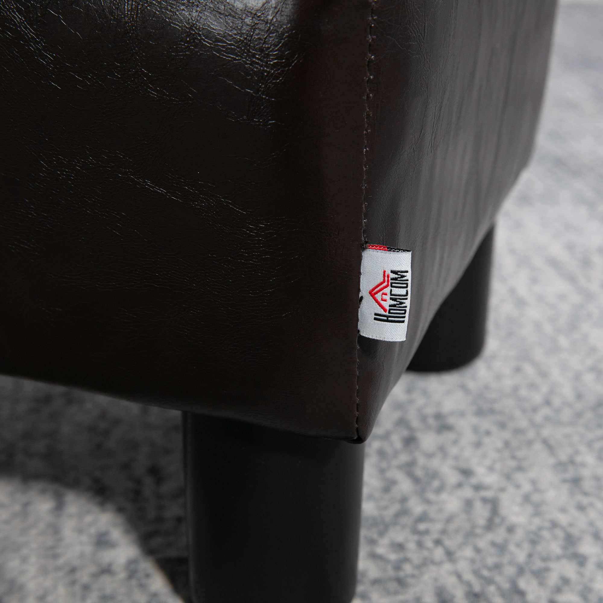 Hocker mit Stoffbezug in Kunstlederoptik, bis 110 kg, Kaffee, 40 x 30 x 24cm