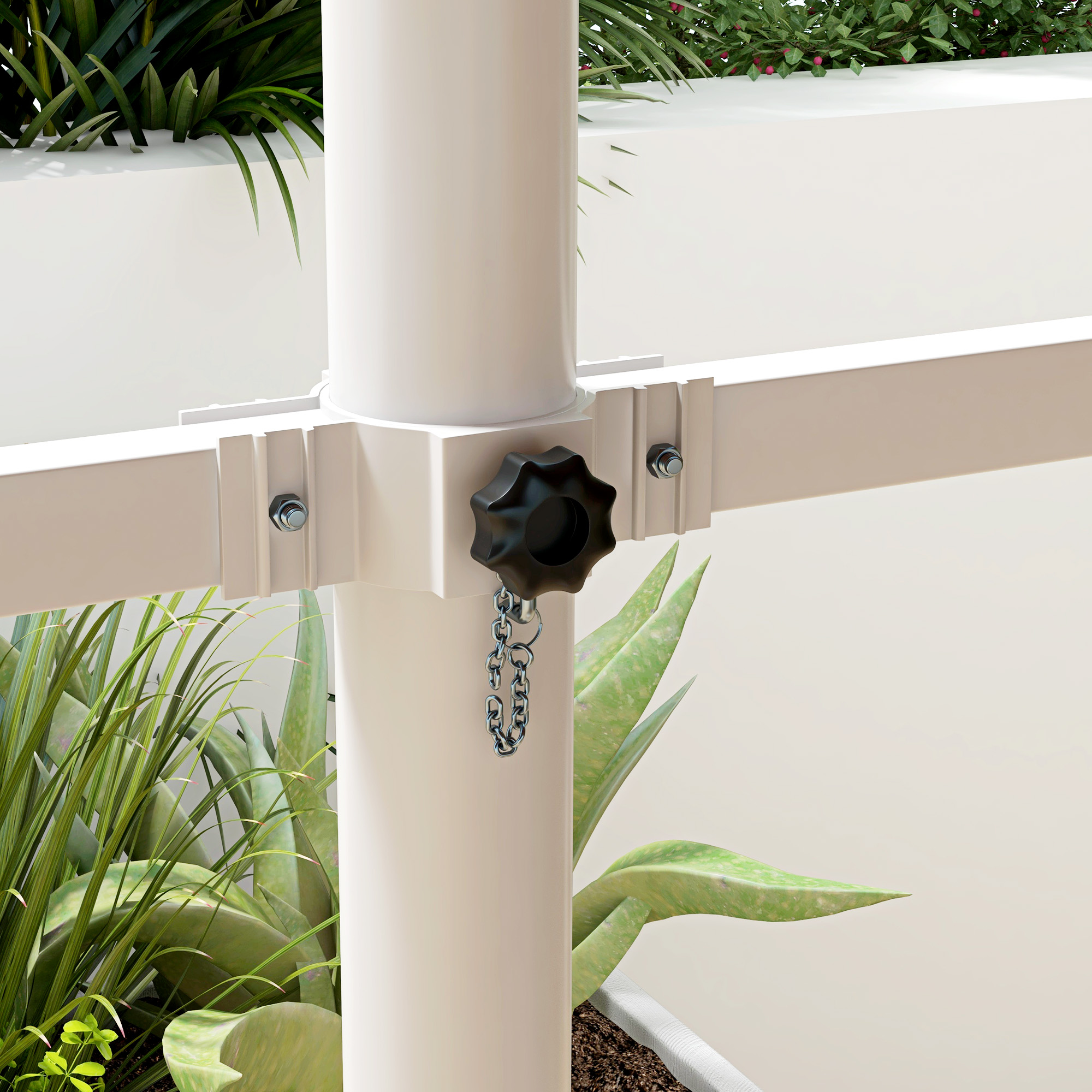 Freistehende Markise 4,5x3,4m, neigungsverstellbar, Kurbel, Metallgestell, Braun