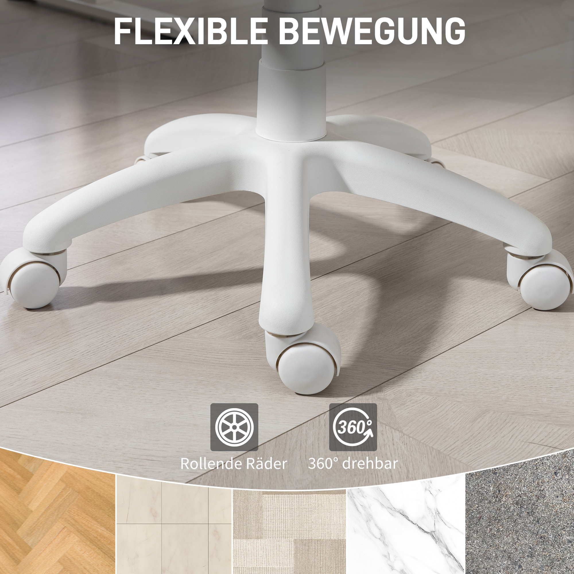 Bürostuhl Ergonomischer Schreibtischstuhl mit C-förmiger Rückenstütze, Höhenverstellbar Blau