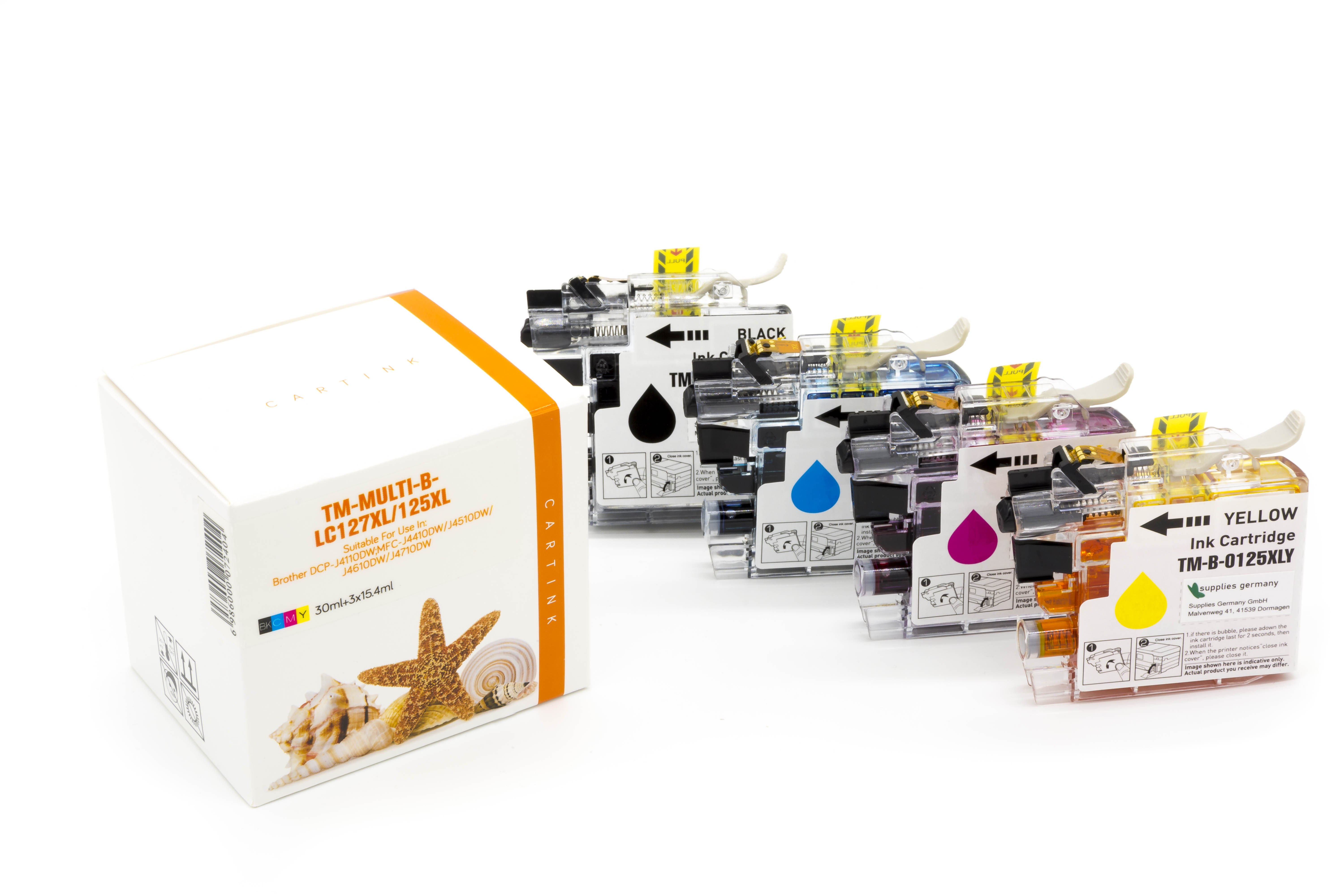 Multipack LC127/125 alternativ Tinte für Brother / LC127XLVALBP / BK30ml / C,M,Y15ml Multipack LC127/125 alternativ Tinte für Brother / LC127XLVALBP / BK30ml / C,M,Y15ml