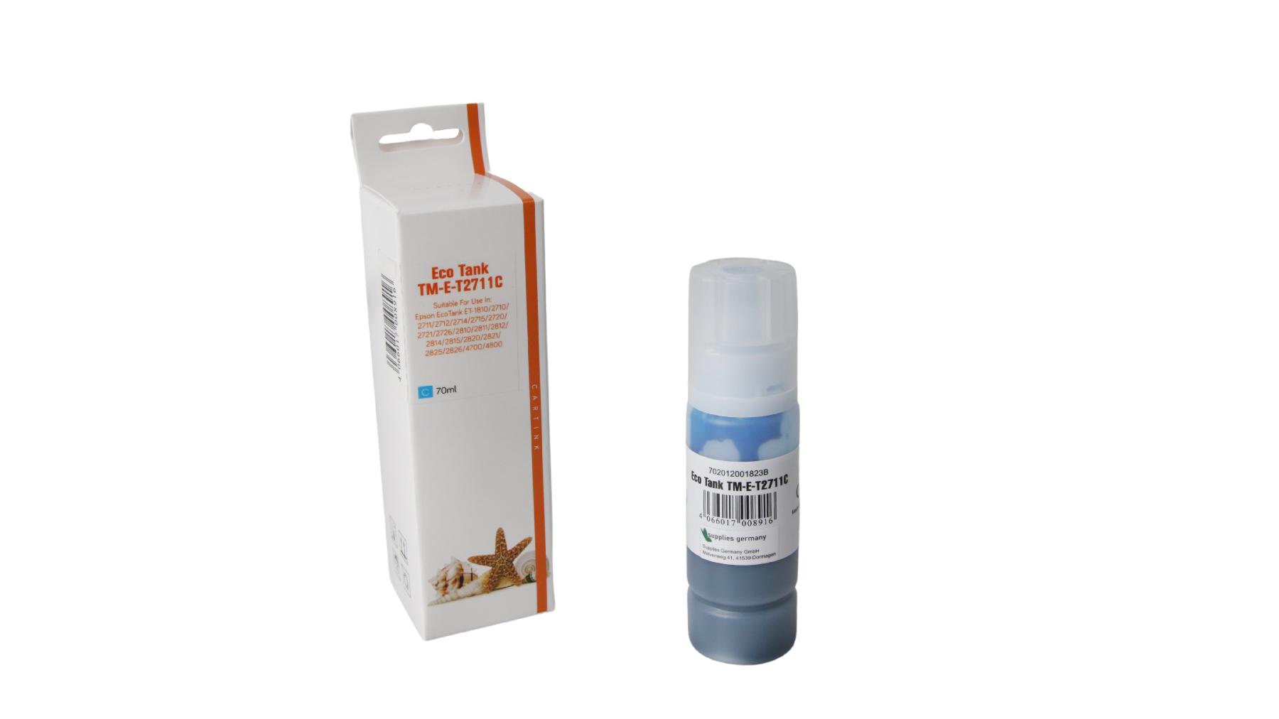 T2711C Eco Tank Nachfüllflasche Cyan für Epson / C13T00P240 / 70ml T2711C Eco Tank Nachfüllflasche Cyan für Epson / C13T00P240 / 70ml