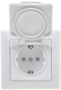 DELPHI Schutzkontakt-Steckdose IP44, 250V~/ 16A, inkl. Rahmen, UP, weiß