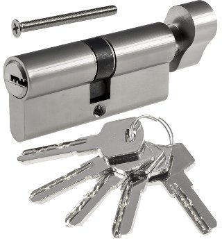 Schließzylinder 70mm (35+35mm) mit Knauf, Profil-Zylinder, 5 Sicherheits-Schlüssel