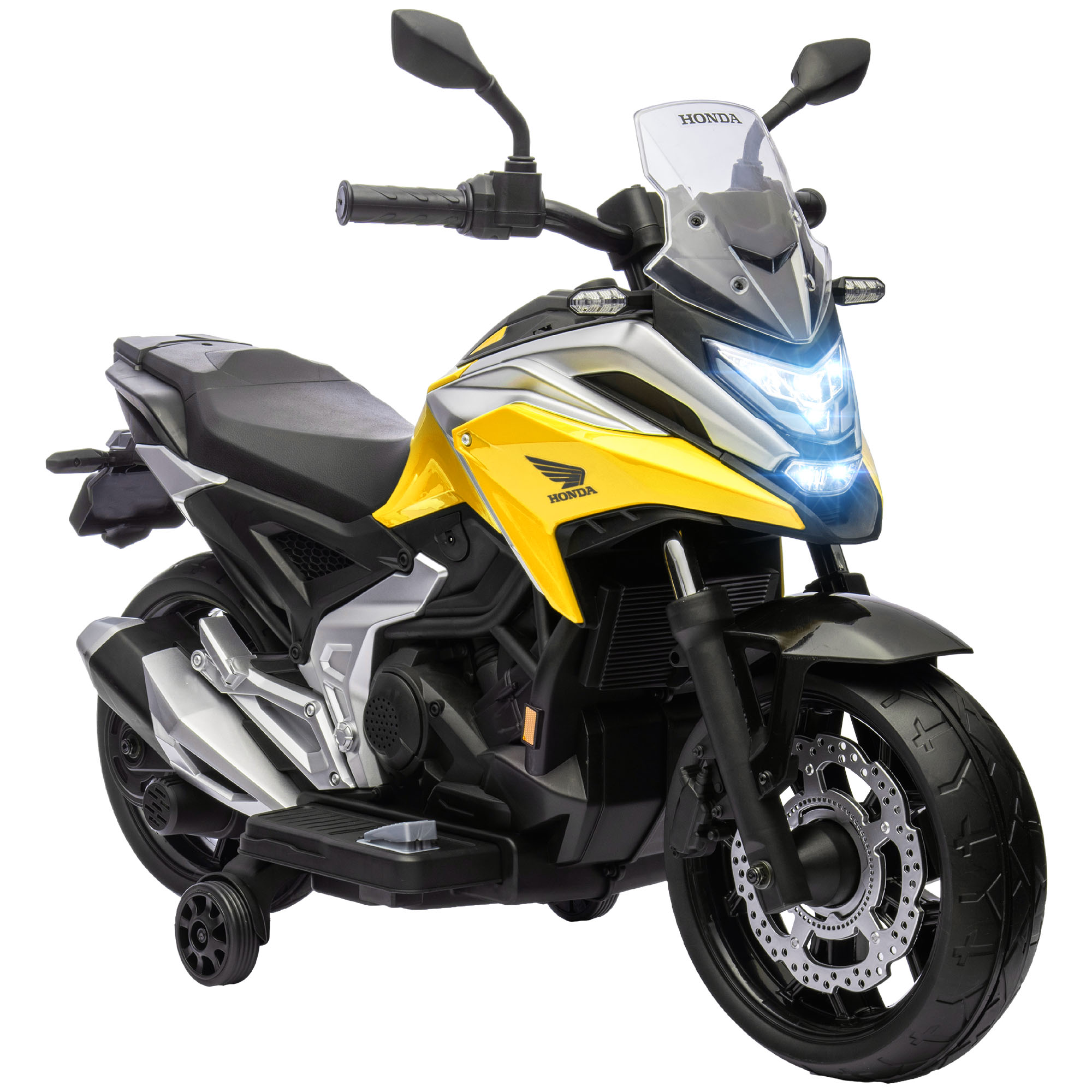 Elektro-Kindermotorrad, Honda, 3 km/h, Musik & Licht, 3-6 Jahre, bis 30 kg, Gelb Elektro-Kindermotorrad, Honda, 3 km/h, Musik & Licht, 3-6 Jahre, bis 30 kg, Gelb