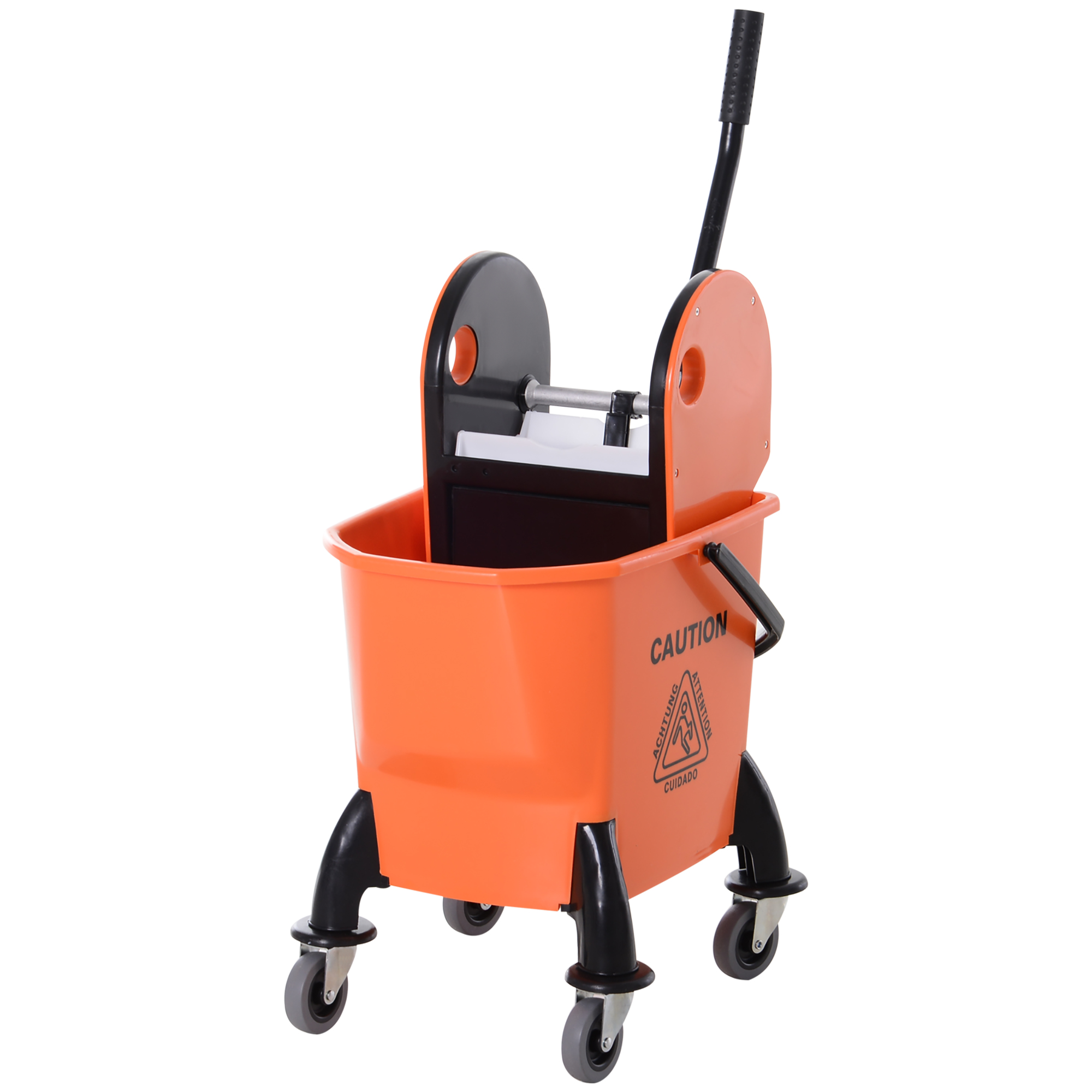 Rollbarer Reinigungseimer, Moppeimer, Mopp-Presse, 26 L, Kunststoff, Orange