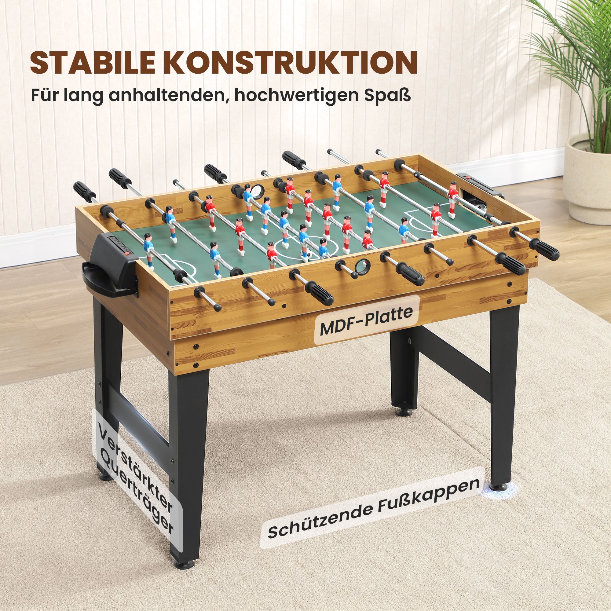 13-in-1 Spieletisch, Tischfußball, Schach, Billard, Tischtennis und mehr, MDF, Kunststoff, Walnuss