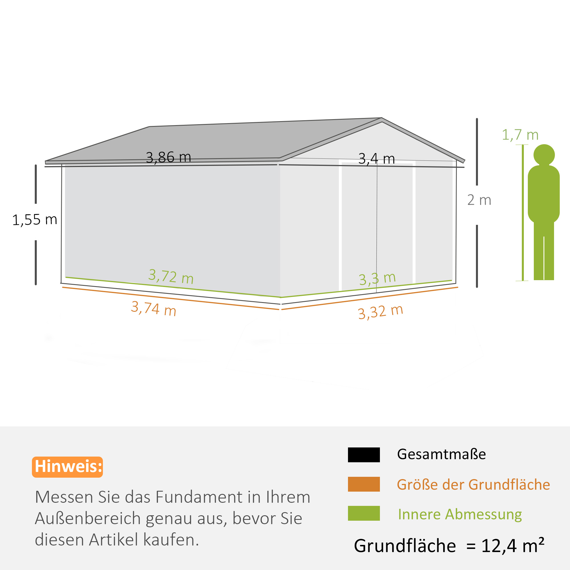 Geräteschuppen, Wetterfestes Gartenhaus für Gartengeräte, mit Belüftungsfenstern, Schiebetüren, Stahl, Dunkelgrün
