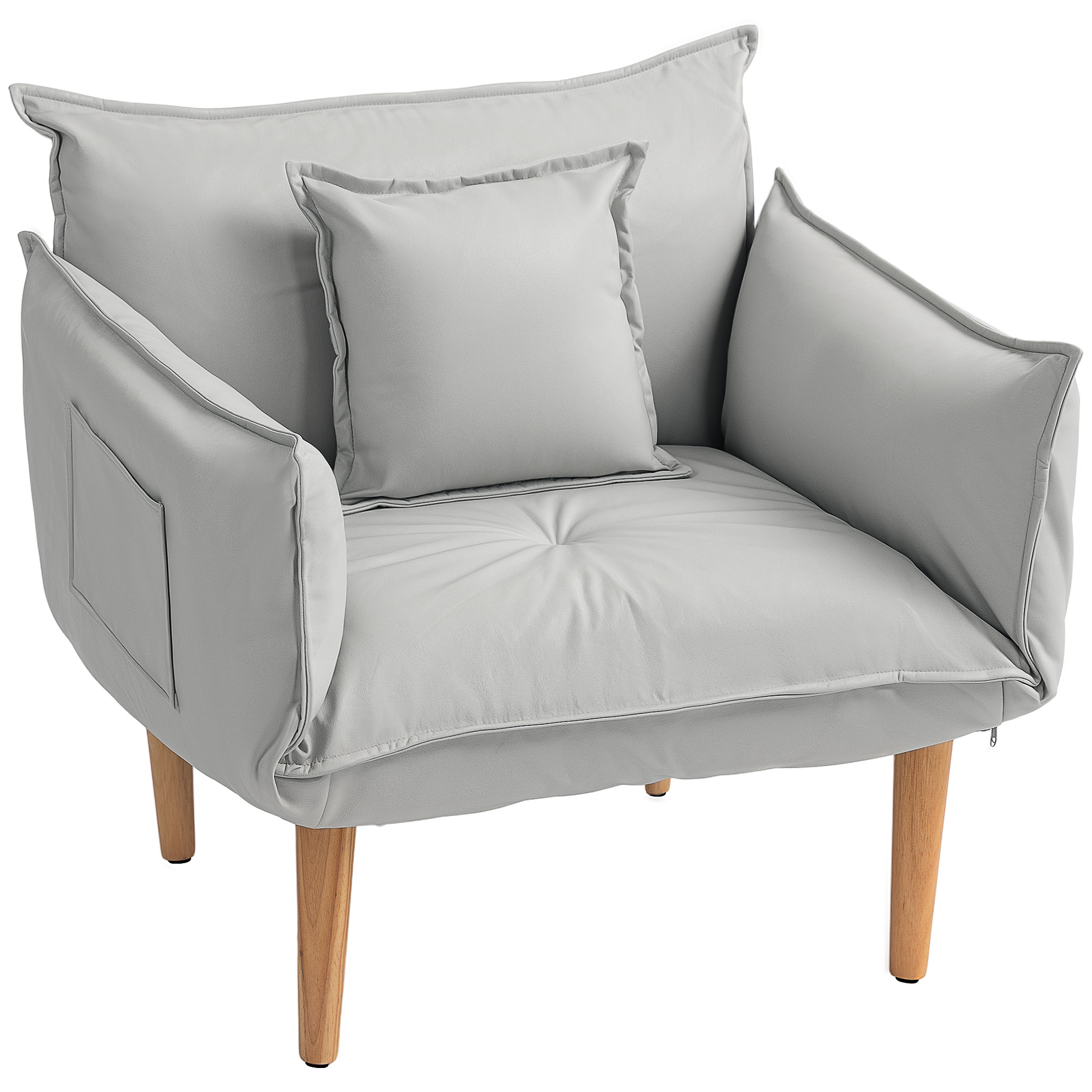 2-in-1 Verstellbarer Loungesessel, Bodensessel mit Kissen, Polstersessel, für Wohnzimmer, Schlafzimmer, Hellgrau 2-in-1 Verstellbarer Loungesessel, Bodensessel mit Kissen, Polstersessel, für Wohnzimmer, Schlafzimmer, Hellgrau
