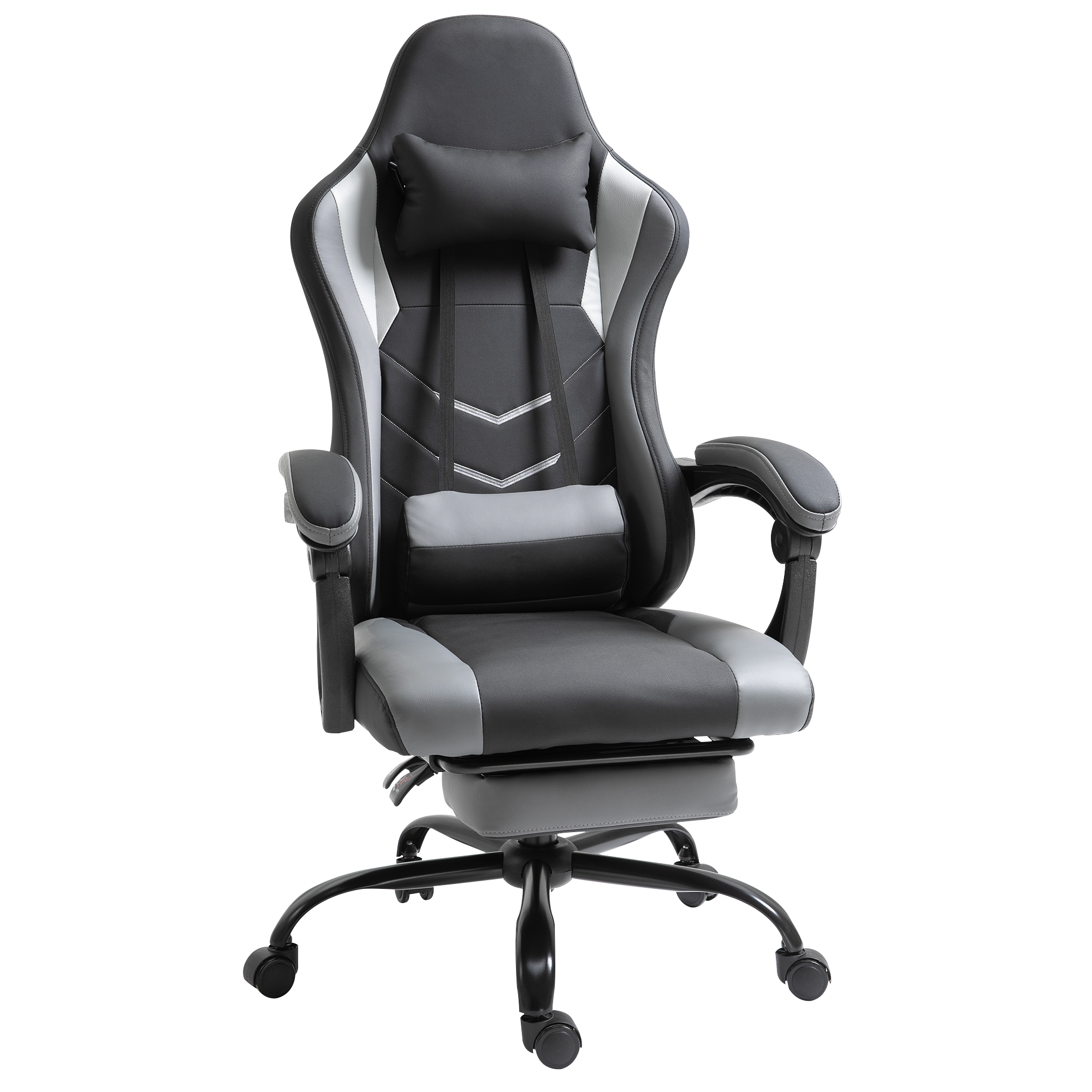 Ergonomischer Gaming Stuhl Bürostuhl Schreibtischstuhl, Drehstuhl Höhenverstellbar, Verstellbares Lendenkissen mit Fußstützen Schwarz 62x52x128 cm Ergonomischer Gaming Stuhl Bürostuhl Schreibtischstuhl, Drehstuhl Höhenverstellbar, Verstellbares Lendenkissen mit Fußstützen Schwarz 62x52x128 cm