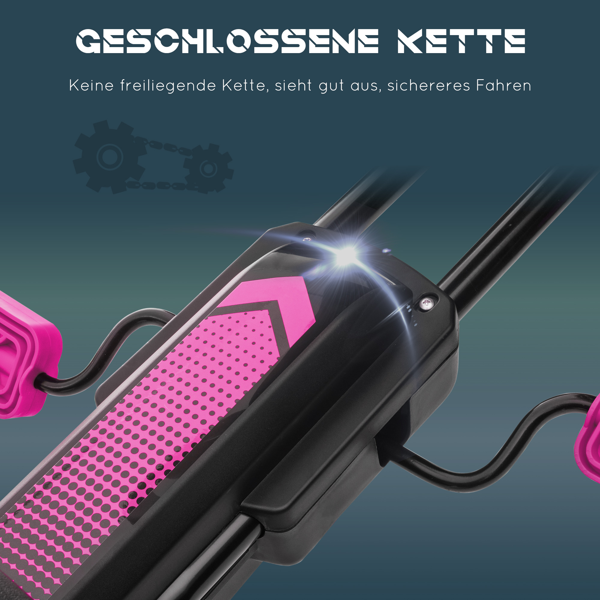 Kinder-Gokart, mit Pedalen, verstellbarem Sitz, In- und Outdoor, ab 5 Jahren, Rosa+Schwarz, 121 x 58 x 61 cm