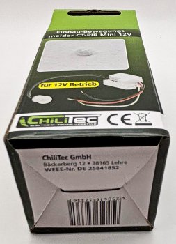 Einbau-Bewegungsmelder "CT-PIR Mini 12V", 12V DC, 1-60W, LED geeignet, weiß