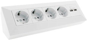 4-fach Steckdosenblock + 2x USB, weiß, 250V~/ 16A, Aufbaumontage, USB 3,1A