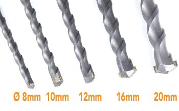 SDS-PLUS Schlagbohrerset, 60cm, 8-10-12-16-20mm Ø