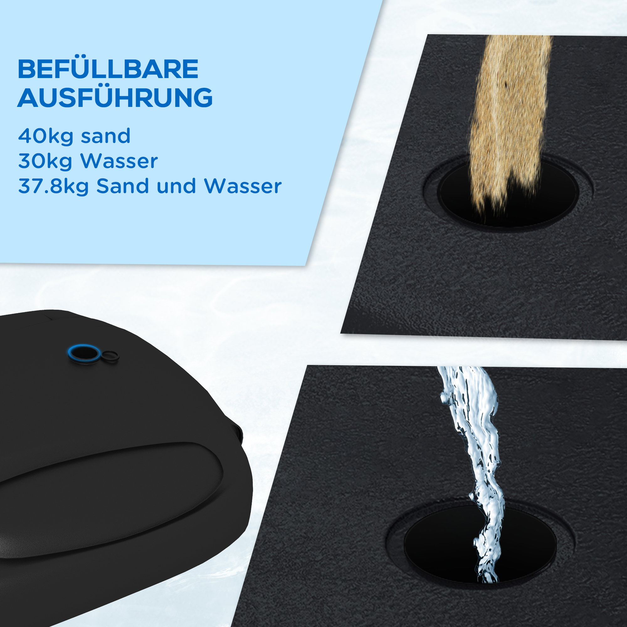 Basketballständer, höhenverstellbar, robust, 1,7-2,3 m Korbhöhe, Stahlrahmen, Schwarz