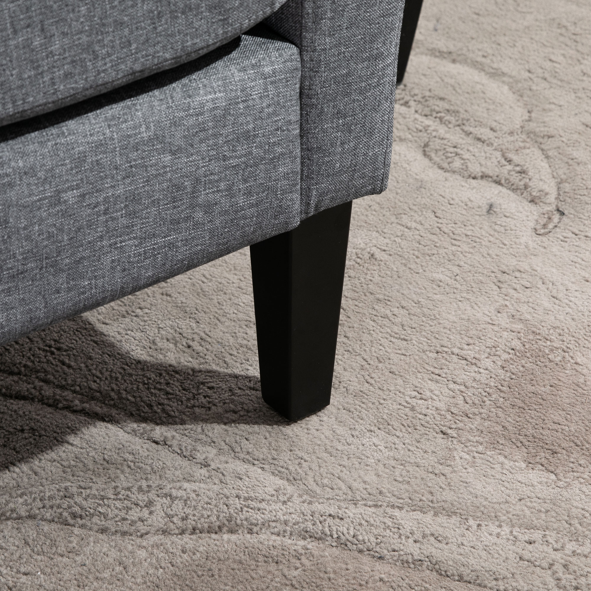 Einzelsessel, Relaxsessel, Polstersessel mit Holzfüßen, Stoff in Leinenoptik, 66 x 72 x 74 cm, Hellgrau