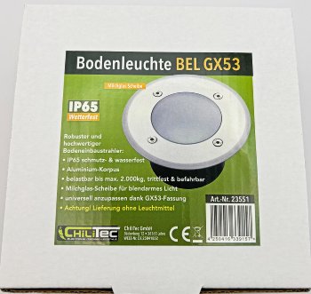 Bodenleuchte "BEL GX53 XXL " Rund, ØxT 14x7cm, IP65, Extra breiter Rahmen