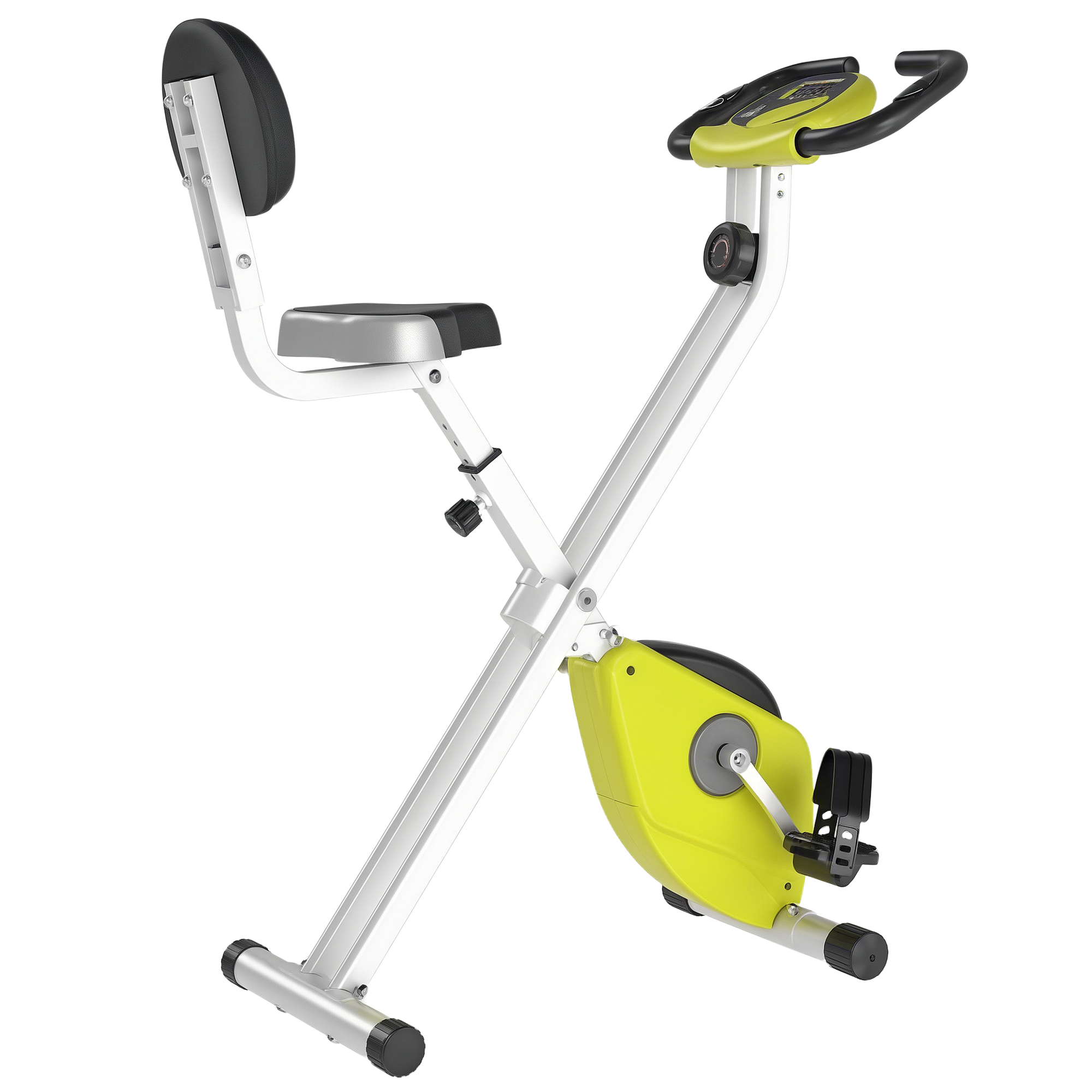 Heimtrainer Fahrradtrainer klappbar Magnetisch Hometrainer Fahrrad mit LCD Monitor, 8 stufig einstellbarem Magnetwiderstand, Platzsparend Fitnessbikes für Zuhause Gelb+Weiß