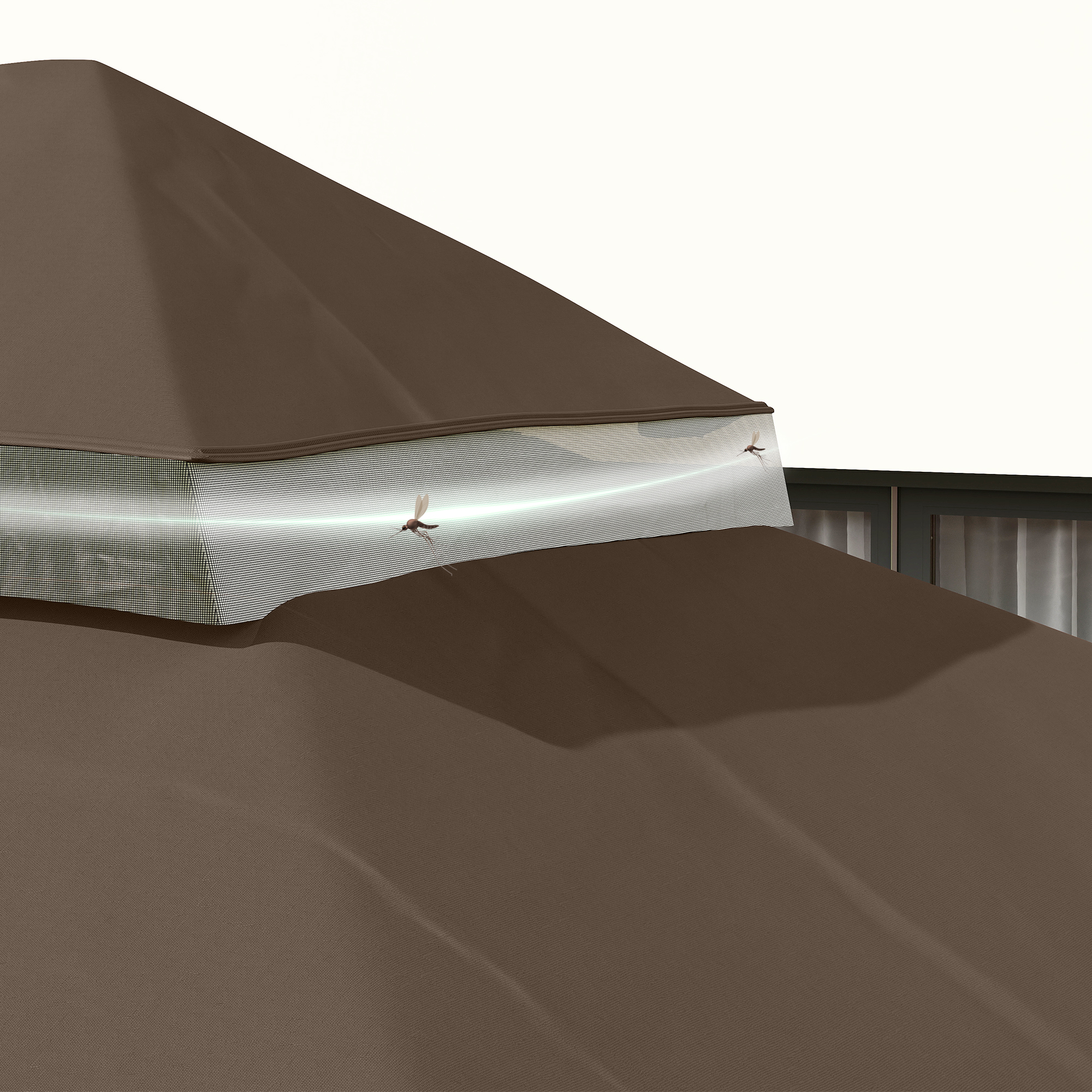 Abdeckung für Gartenpavillon 3x4 m, 2-lagig, aus Oxford-Gewebe 600D mit Abflussöffnungen, Kaffee