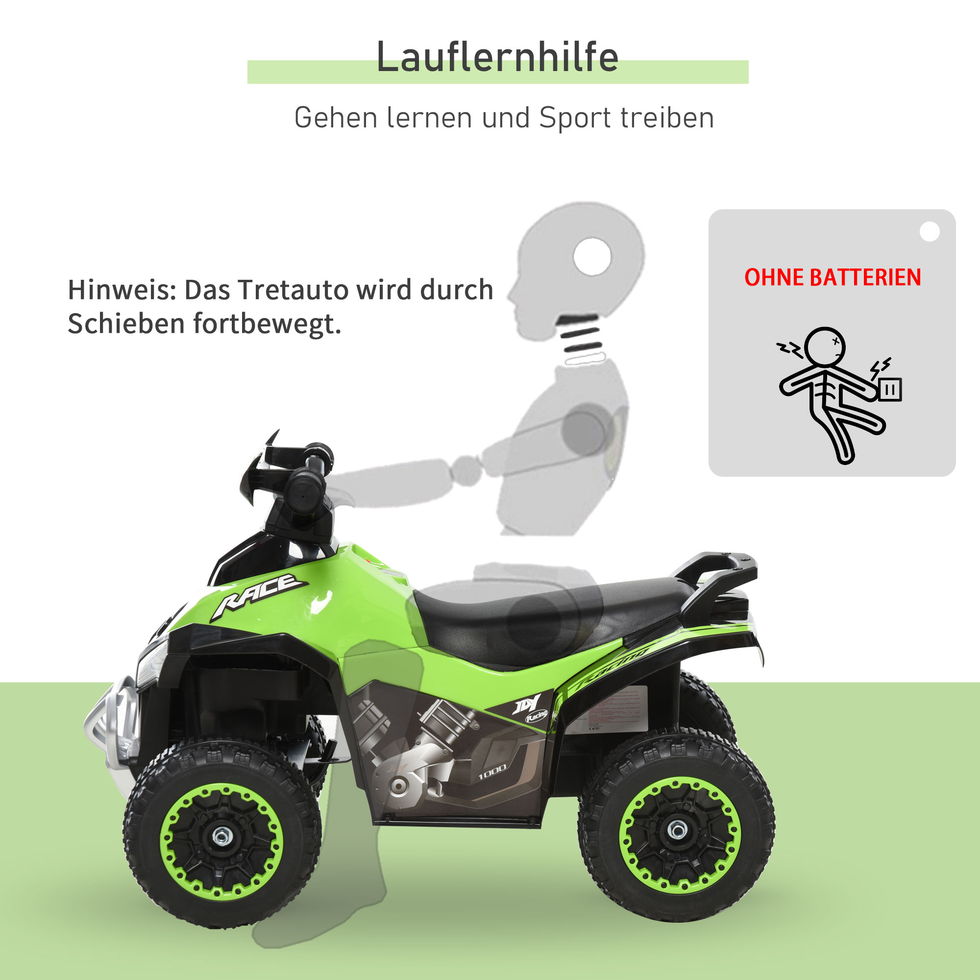 Rutschauto Rutschfahrzeug Kinderfahrzeug für 18-36 Monate Kinder Grün