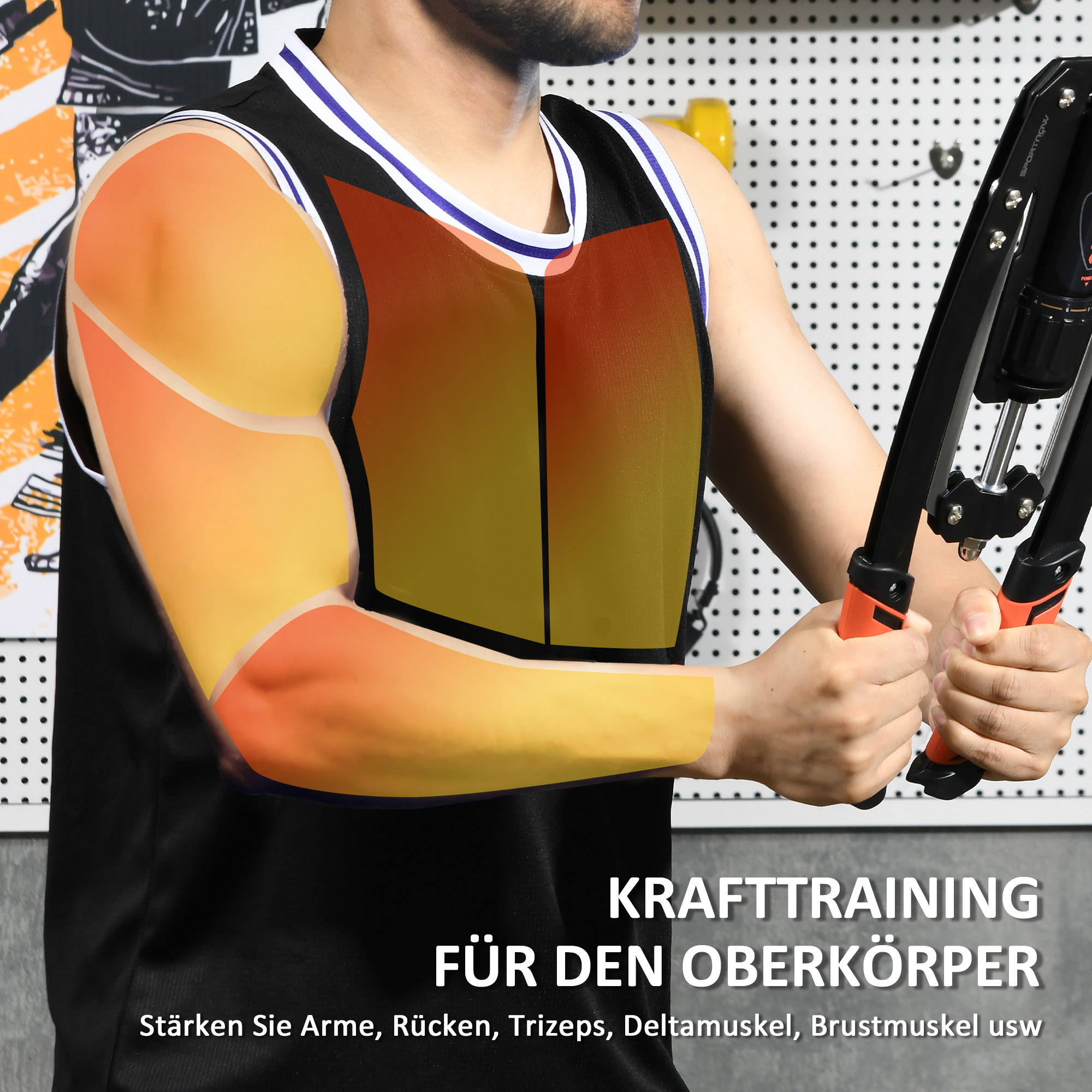 Power Twister 10-200kg Armtrainer Einstellbare Hydraulische Armtrainingsgerät 43 x 16 x 5 cm Schwarz+Rot