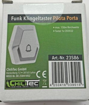 Funk-Klingeltaster "Pilota Porta", Batteriebetrieb, IP55