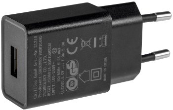 Stecker-Netzteil mit USB "CTN-0510", Ein 110-240V~, Aus 5V=, 1A, 5W, schwarz
