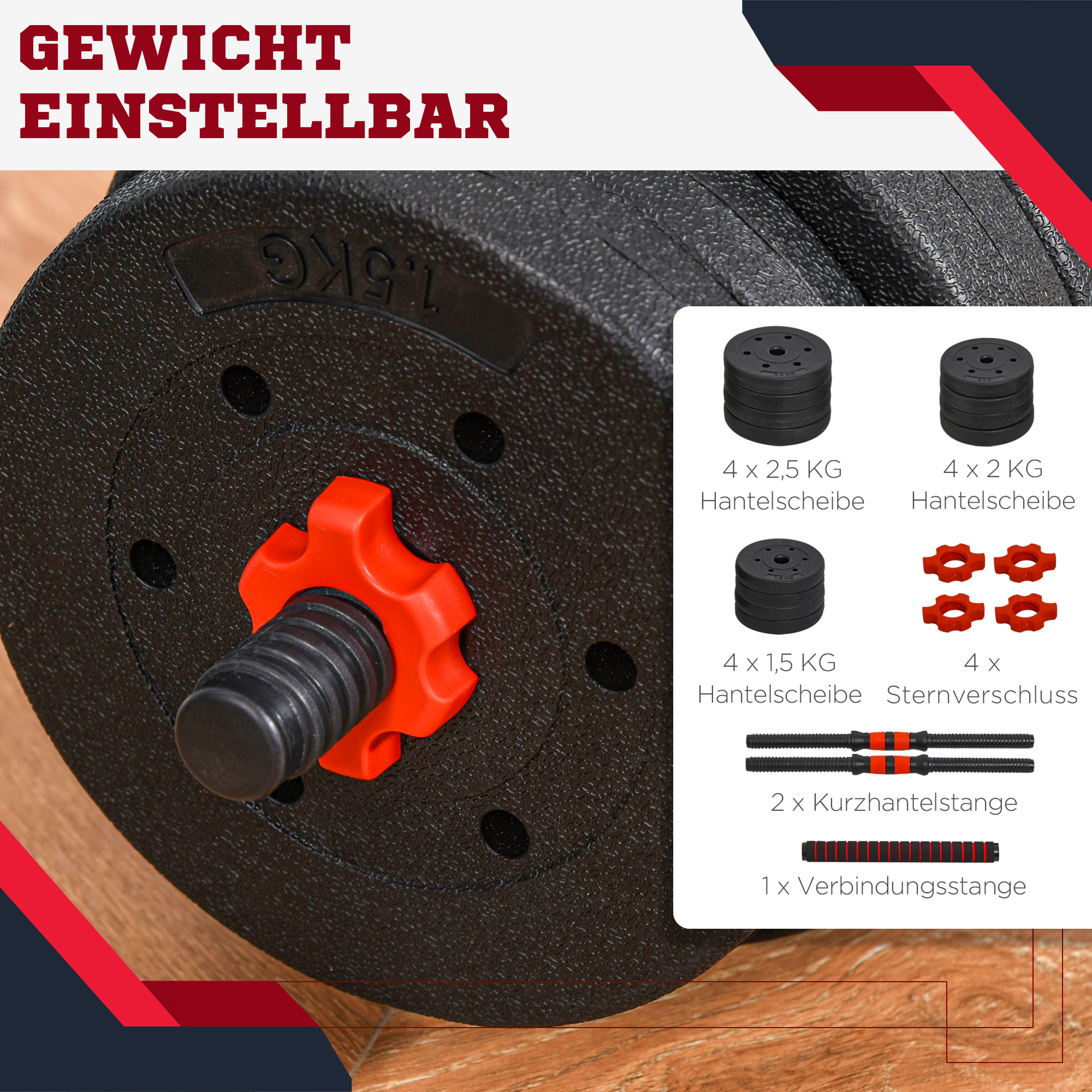 2 in 1 Hanteln Set 25 kg verstellbare Kurzhantel & Langhantel professionell Dumbbell Krafttraining und Gewichtheben für Zuhause Fitness