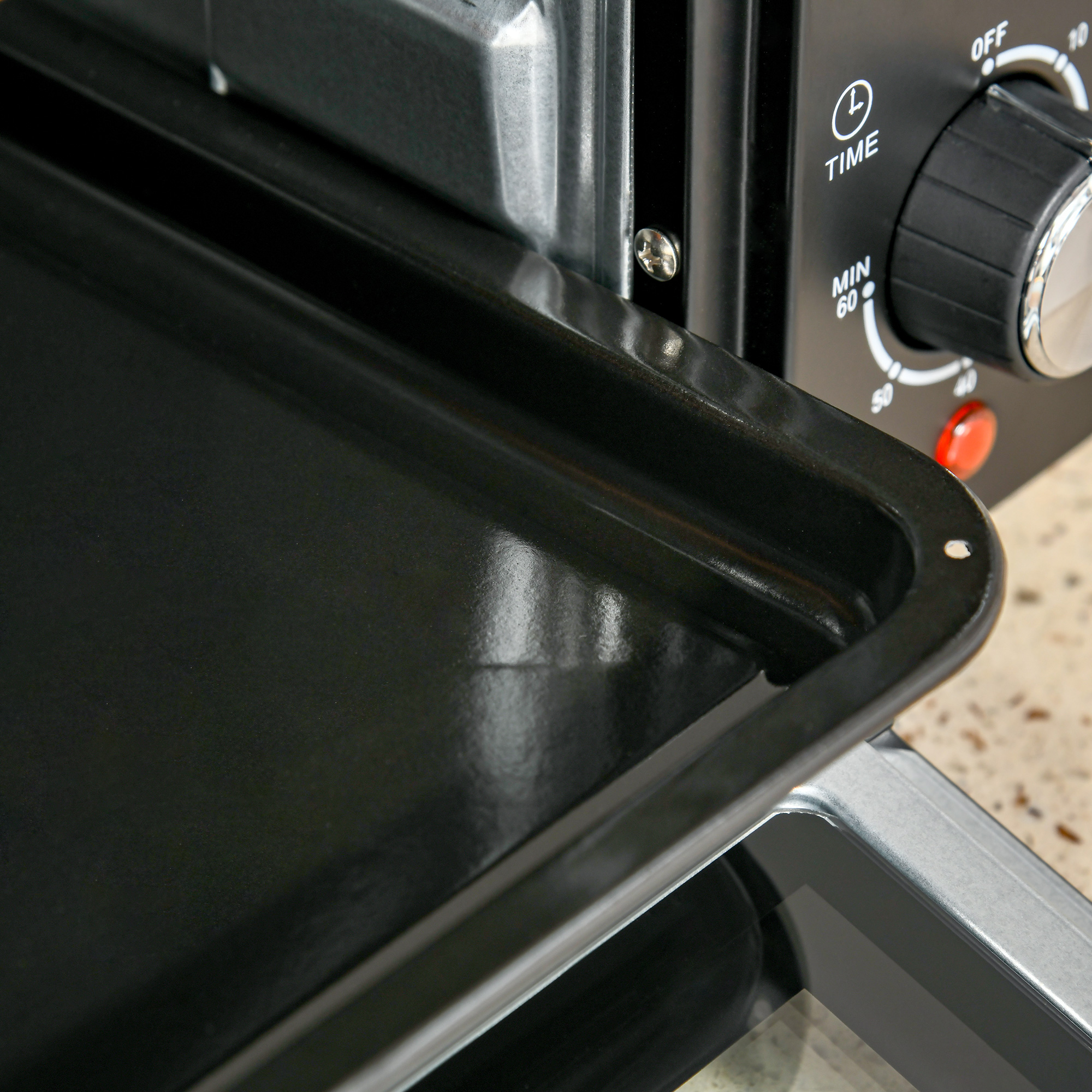 Minibackofen, 21 L Toasterofen mit 1 Drahtgestell und 1 Backblech, 3 Kochmodi, 100 °C-230 °C, Edelstahl, Glas, Schwarz