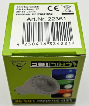 LED Strahler GU10 "LDS-50" blau, 38°, 230V/5W