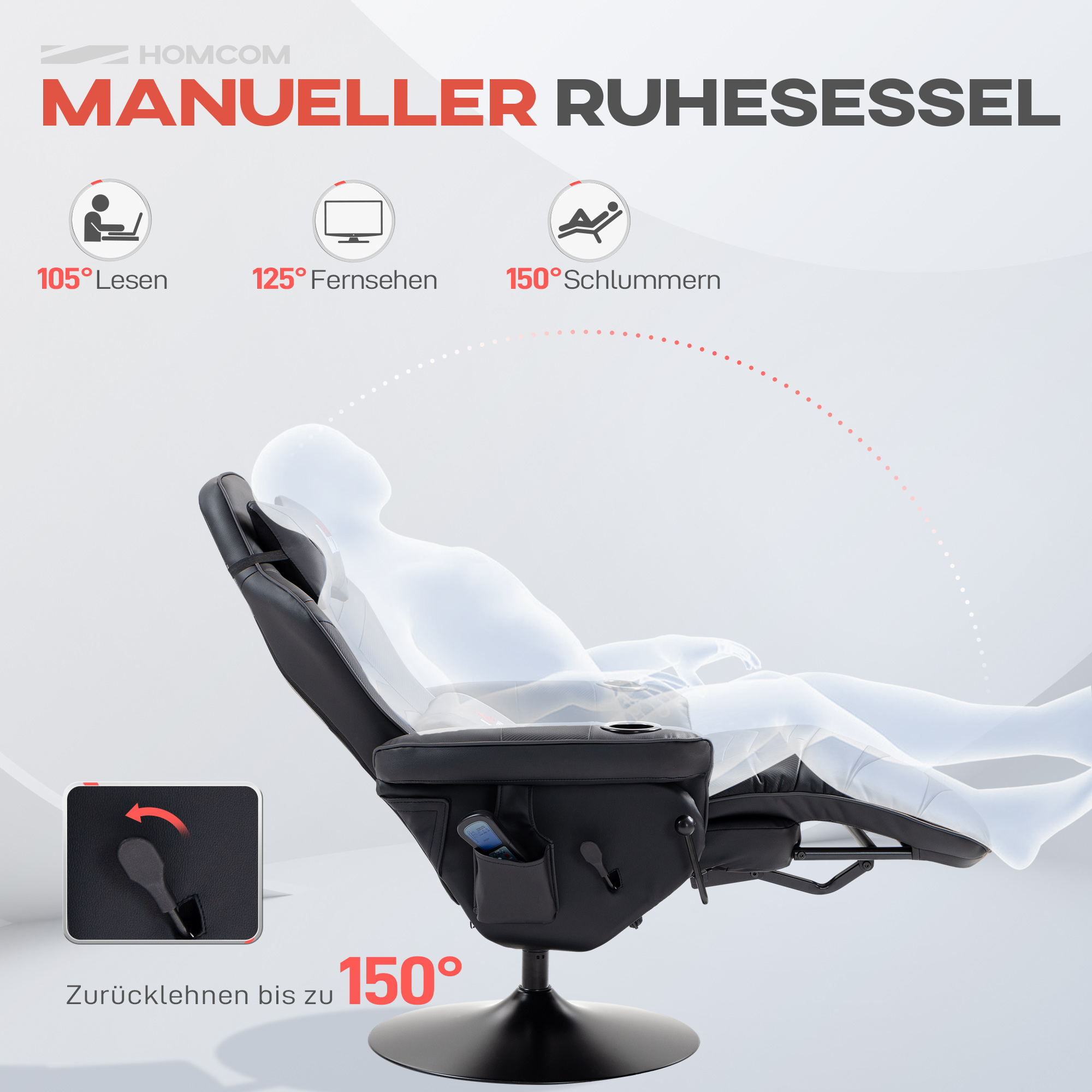 Gamingsessel, Massagefunktion, neigbare Lehne, Fußstütze, bis 120 kg, Stahlrahmen, Kunstleder, Schwarz