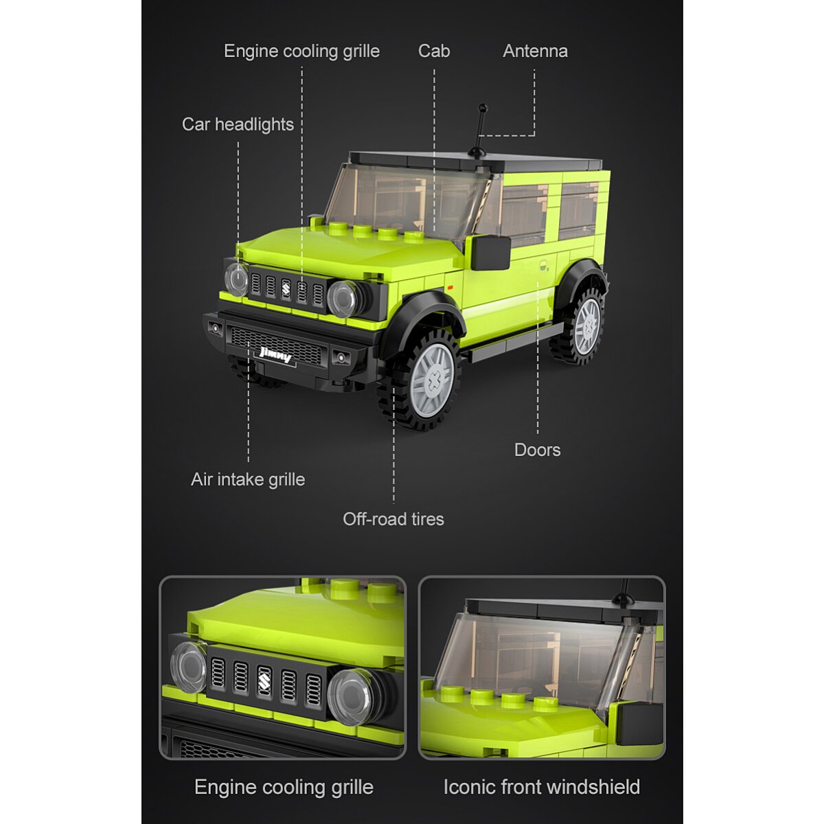 CaDA Suzuki Jimny 1:24 grün Bricks