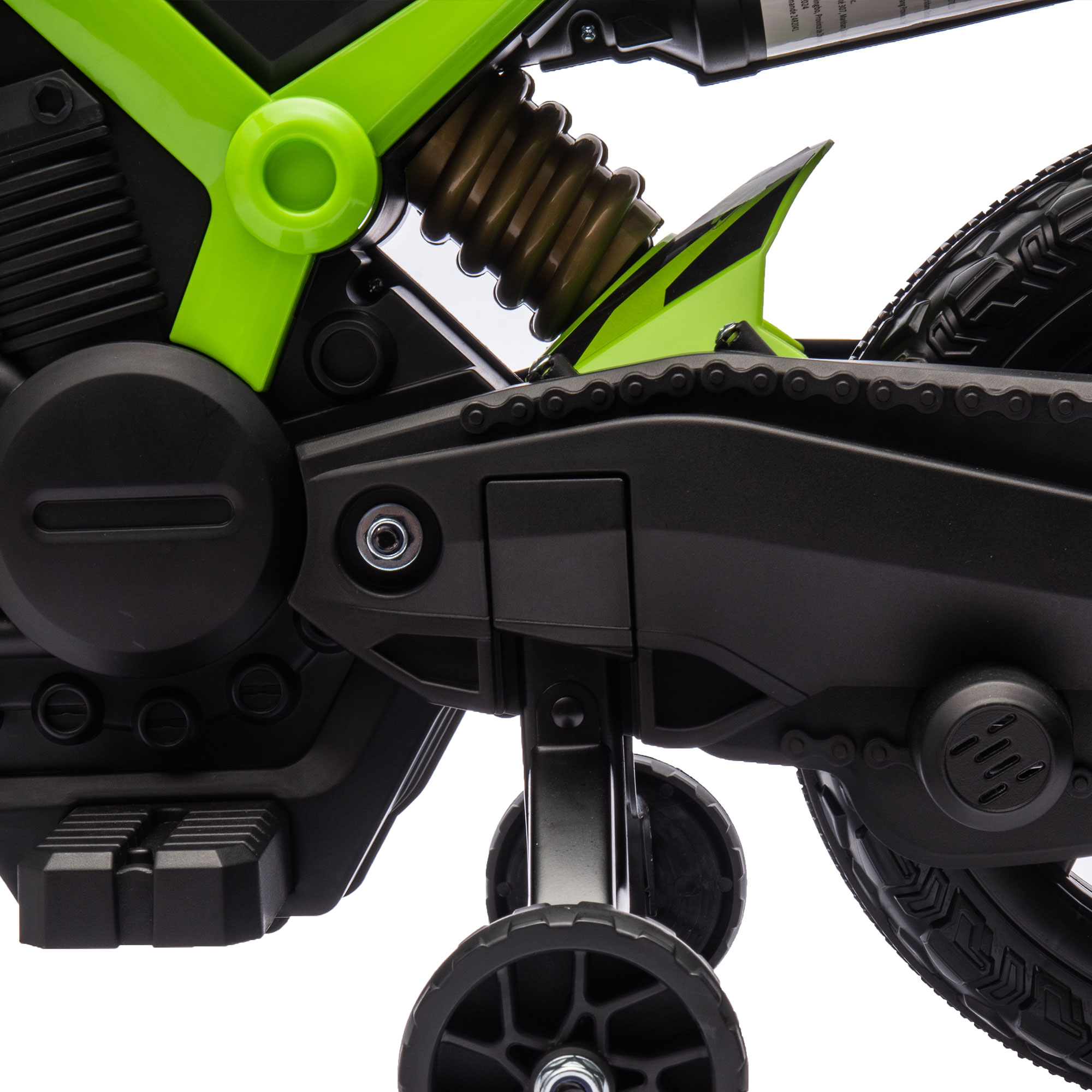 Elektro-Motorrad für Kinder, 6V Batterie-Antrieb, Stützräder, Hupe, Startgeräusch, 3-8 Jahre, Grün