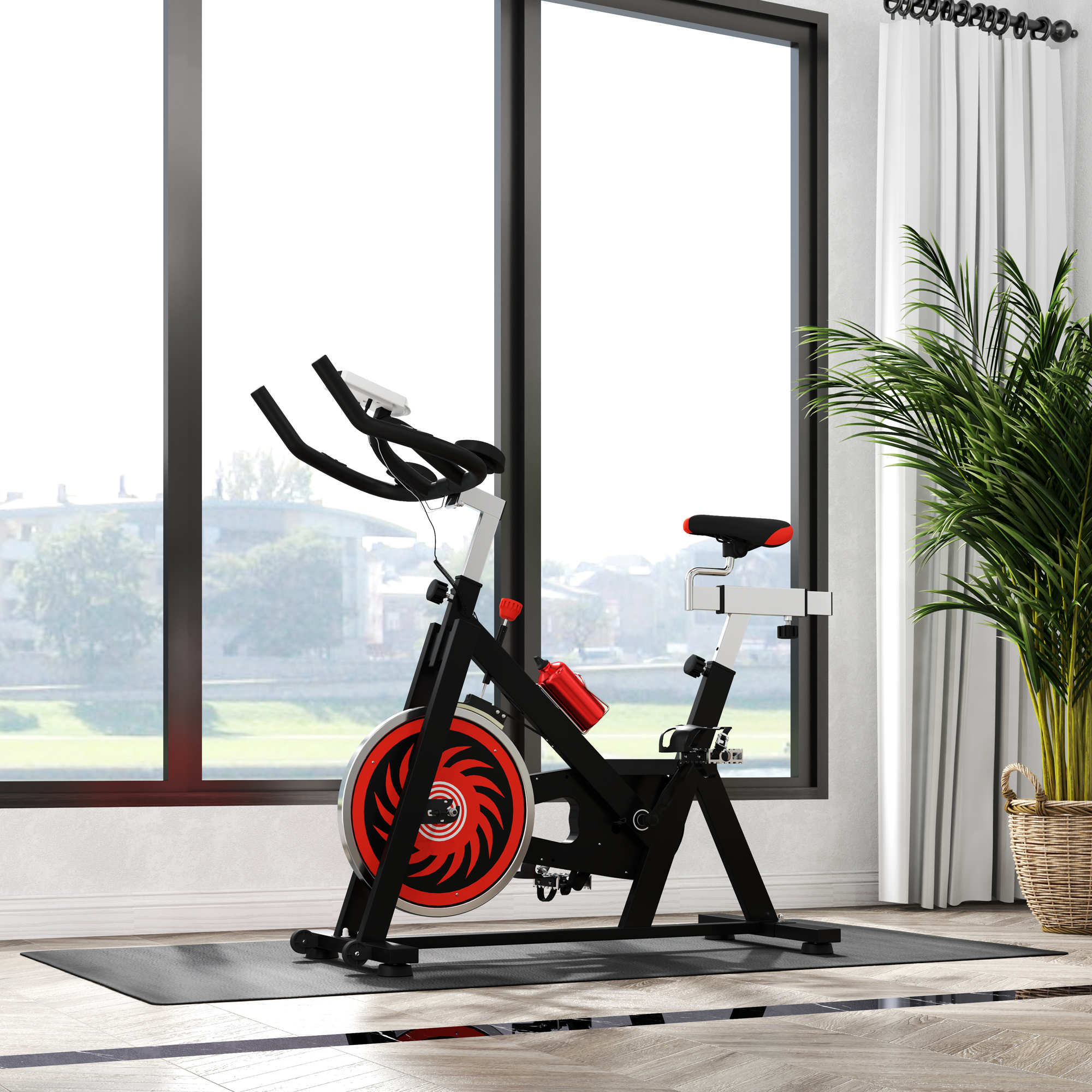 Bodenschutzmatte für Fitnessgeräte rutschfest Fitnessmatte 4 mm Dicke Unterlegmatte 200x100 cm Schwarz