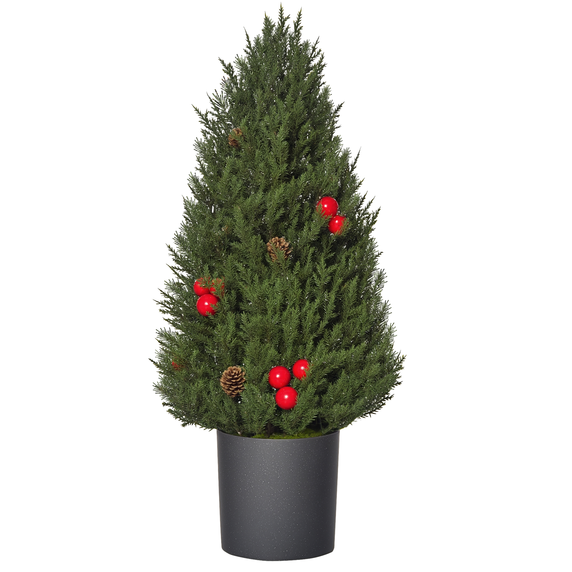 Mini-Weihnachtsbaum mit roten Beeren und Tannenzapfen, inkl, Übertopf 27 cm x 27 cm x 47 cm, Mehrfarbig Mini-Weihnachtsbaum mit roten Beeren und Tannenzapfen, inkl, Übertopf 27 cm x 27 cm x 47 cm, Mehrfarbig