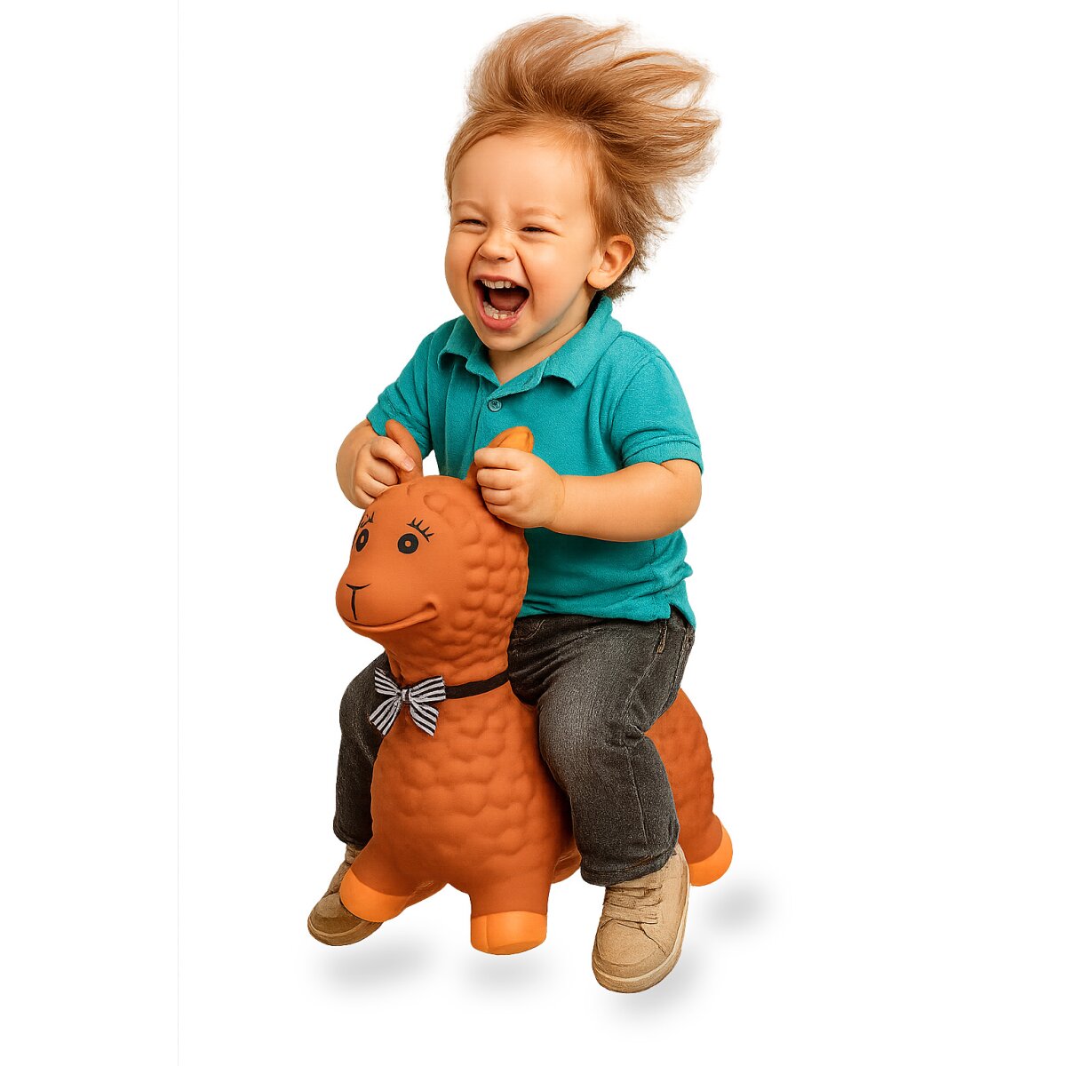 Hüpftier Lama HoppyDoo braun mit Pumpe